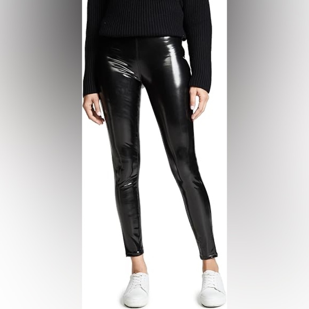 Blanknyc pull on side zipper vinyl black leggings